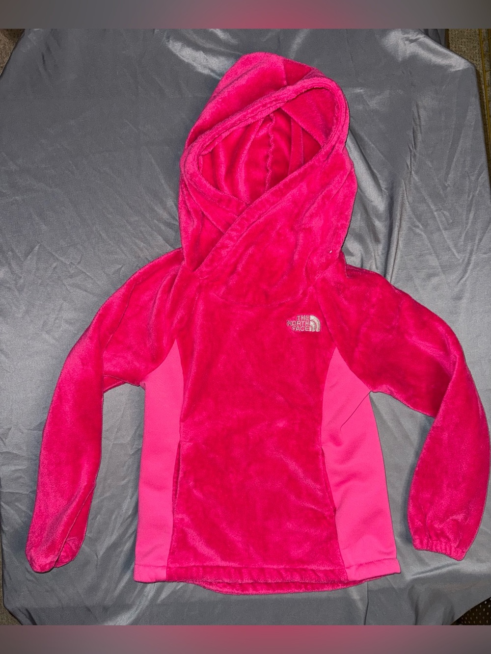 The North Face Girls' Pink Hooded Fleece Pullover Barbie princess pockets Sz XS
